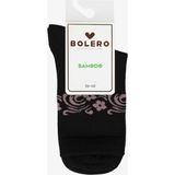 Bolero Kadın Premium Dikişsiz Bambu Çorap Konç Çiçekli Siyah - 36 - 40