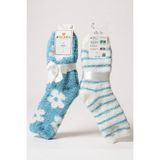 Bolero Socks Kadın Peluş Pofuduk Çorap 2'li Set Peluş Ev Çorabı, Uyku Çorabı - 36 - 41 - Mavi