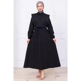 Bolerolu Beli Lastikli Elbise Siyah HM2756 - 38