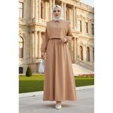 Bolerolu Beli Lastikli Tesettür Elbise Camel HM262756 - 42