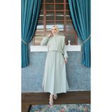 Bolerolu Beli Lastikli Tesettür Elbise Mint HNT011 - 48 - Mint Yeşili