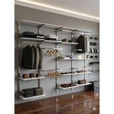 BölgeRaf 5 Katlı 6 Lı Duvara Monte Krom Kornik Sistem Mağaza Rafı Reyon Rafı Giyim Rafı 30X540X200CM - Galvaniz