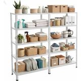BölgeRaf Çelik Raf 5 Katlı Duble 43X186XH200 Dekoratif Raf Sistemleri, Depo Rafı, Arşiv Rafı, Kiler Rafı - Galvaniz