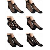Boliva Çorap Socks Kadın Desenli Siyah Tül Çorap 6 Çift - 01-Siyah - 36 - 40