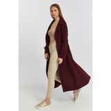 Bolivente Bordo Kadın Oversize Trençkot Gömlek Yaka Polyester Malzeme ile Rahat Kullanım - XL