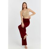 Bolivente Bordo Palazzo Geniş Paça Dokuma Kumaş Pantolon