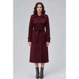 Bolivente Bordo Regular Rüzgarlık Detaylı Kaşe Kaban - S