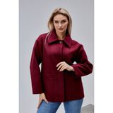 Bolivente Camille Bordo Oversize Cep Detaylı Astarlı Kaşe Ceket