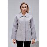 Bolivente Camille Gri Oversize Cep Detaylı Astarlı Kaşe Ceket