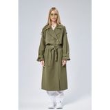 Bolivente Haki Oversize Kruvaze Kapama Rüzgarlık Detaylı Trençkot 44956 - 2XL