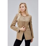 Bolivente Kadın Koyu Haki Regular Dokuma Blazer Ceket 86% Polyester 14% Elastan Düğmeli - XL