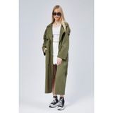 Bolivente Kadın Oversize Astarlı Uzun Trençkot - Haki - M