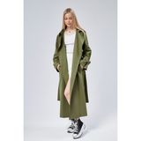 Bolivente Kadın Oversize Kuşaklı Trençkot - Haki