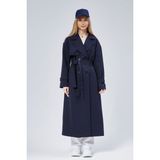 Bolivente Kadın Oversize Rüzgarlık Detaylı Lacivert Trençkot Gömlek Yaka Polyester Malzeme - XS
