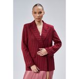 Bolivente Kadın Taş Işlemeli Blazer Ceket Bordo Dokuma Kumaş Standart Kalıp Özellikli