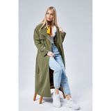 Bolivente Oversize Rüzgarlık Detaylı Trençkot - Haki - XS