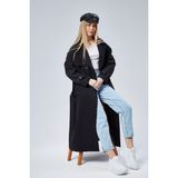 Bolivente Oversize Rüzgarlık Detaylı Trençkot - Siyah - XL