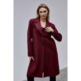 Bolivente Rosalia Bordo Oversize Kruvaze Kaşe Kaban - M