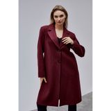 Bolivente Rosalia Bordo Regular Fit Kruvaze Kaşe Kaban