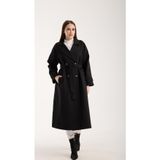 Bolivente Siyah Kemerli Oversize Astarlı Trençkot 46159