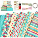 Bolivia's Hediye paketleme kağıdı, 6 Adet 50x70cm Bahar Temalı Set, Kurdele, Sticker ve Bant Dahil, Doğum Günleri İçin Mükemmel Hediye Paketleme Seti