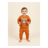 Bolly Baby Happy Boy Baskılı Uzun Kollu Sweatshirt Uzun Eşofman Pamuk Mevsimlik Erkek Bebek Takım