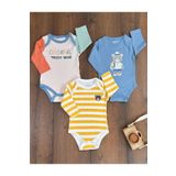 Bolly Baby Yenidoğan Organik Pamuk Erkek Bebek 3lü Zıbın Çıtçıtlı Badi Set