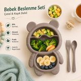 Bölmeli Bebek Tabağı Blw Mama Tabağı Çatal Kaşık Seti Sariva Home