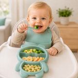Bölmeli Bebek Yemek Tabağı Blw Beslenme Seti Çatal Kaşık Dahil Sariva Home