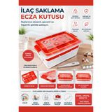 Bölmeli Kilit Kapaklı İlaç Kutusu 5,75 Lt, Kulplu Taşınabilir Ev Tipi Ecza İlk Yardım Saklama Kutusu