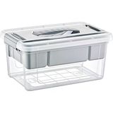Bölmeli Ve Katlı Plastik Organizer Makyaj Düzenleyici – Kilitli Takım Sandığı Organizer Kutu, Taşıma Kulplu Çok Amaçlı Düzenleyici, Katlı Saklama Kutusu (9 Litre)