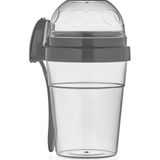 Bölmeli Yoğurt Kabı 600 + 200 ml – Diyet ve Sağlıklı Beslenme Için Saklama Kabı - 800 ml - Siyah
