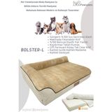 Bolster-L Üst Kalite Köpek Yatağı Süngerli Sıvı Geçirmez Alezli. %100 Elyaflı. 2 Fermuarlı - 57 x 71 cm - Krem