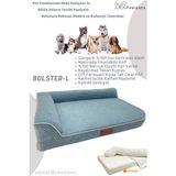 Bolster-L Üst Kalite Köpek Yatağı Süngerli Sıvı Geçirmez Alezli. %100 Elyaflı. 2 Fermuarlı - 57 x 71 cm - Mavi
