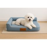 Bolster-L Üst Kalite Köpek Yatağı Süngerli Sıvı Geçirmez Alezli. %100 Elyaflı. 2 Fermuarlı - 69 x 92 cm - Mavi