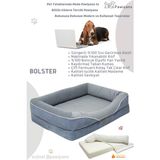 Bolster Üst Kalite Köpek Yatağı 6,5 ve 10 cm Süngerli Kılıflı Sıvı Geçirmez Alezli 2 Fermuarlı - 69 x 92 cm - Petrol Mavi