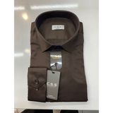 Bölünmez Giyim Erkek Slim Fit Kahverengi Düz Gömlek Klasik Stil Pamuk Polyester Kumaş