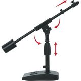 Bom Kolu ve 1 kg Sayaç Ağırlıklı Kısa Ağırlıklı Tabanlı Mikrofon Standı; Masaüstü, Kay