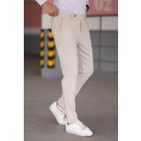 bombe Erkek Bej Slim Fit Bilek Boy Esnek Likralı Kumaş Pantolon