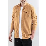 bombe Erkek Slim Fit Dar Kalıp Erkek Kot Gömlek Hardal