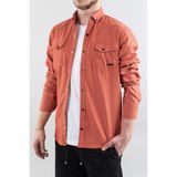 bombe Erkek Slim Fit Dar Kalıp Erkek Kot Gömlek Nar