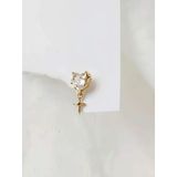 Bombeli Kalp Yıldız Model Kıkırdak Piercing Tragus Helix Altın Gold Renk Küpe