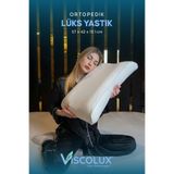 Bombeli Lüx Boyun Destekli Ortopedik Yastık; Anti-aging Visco Yastık Mavi 57x42x13/11, Mavi