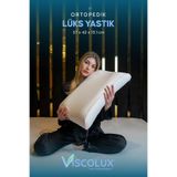 Bombeli Lüx Boyun Destekli Ortopedik Yastık; Anti-aging Visco Yastık Mavi 57x42x13/11, Pembe