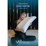 Bombeli Lüx Boyun Destekli Ortopedik Yastık; Anti-Aging Visco Yastık Mavi 57X42x13/11