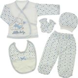 Bombinoo Little Baby 5 Parça Bebek Hastane Çıkışı Zıbın Seti Mavi - 0 - 3 Ay
