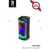 Bomer Bluetooth Hoparlör - Extra Bass Rgb LED Işıklı Wireless Speaker - Şarjlı Taşınabilir Müzik Kutusu- - Siyah