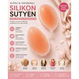 Bomestida Yapışkanlı Silikon Sütyen Klipsli | Dolgunlaştırıcı Görünmez Straplez Sütyen | Kendinden Yapışkanlı Göğüs Toparlayıcı - Ten - 75