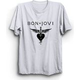 Bon Jovi, Yazı Logo, Rock Metal Grup Tişörtü - Beyaz - 4XL