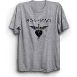 Bon Jovi, Yazı Logo, Rock Metal Grup Tişörtü - Gri